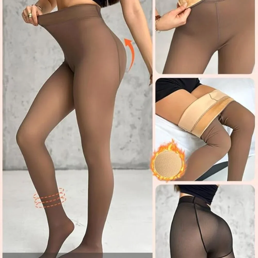 Women's Thick Fleece Lined Transparent Tights
